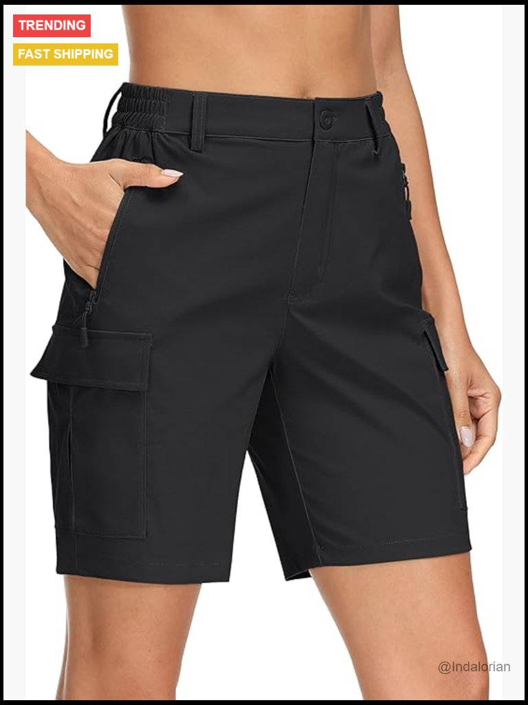 Women's 7" Hiking Cargo Shorts Quick Dry Lightweight Nylon Spandex